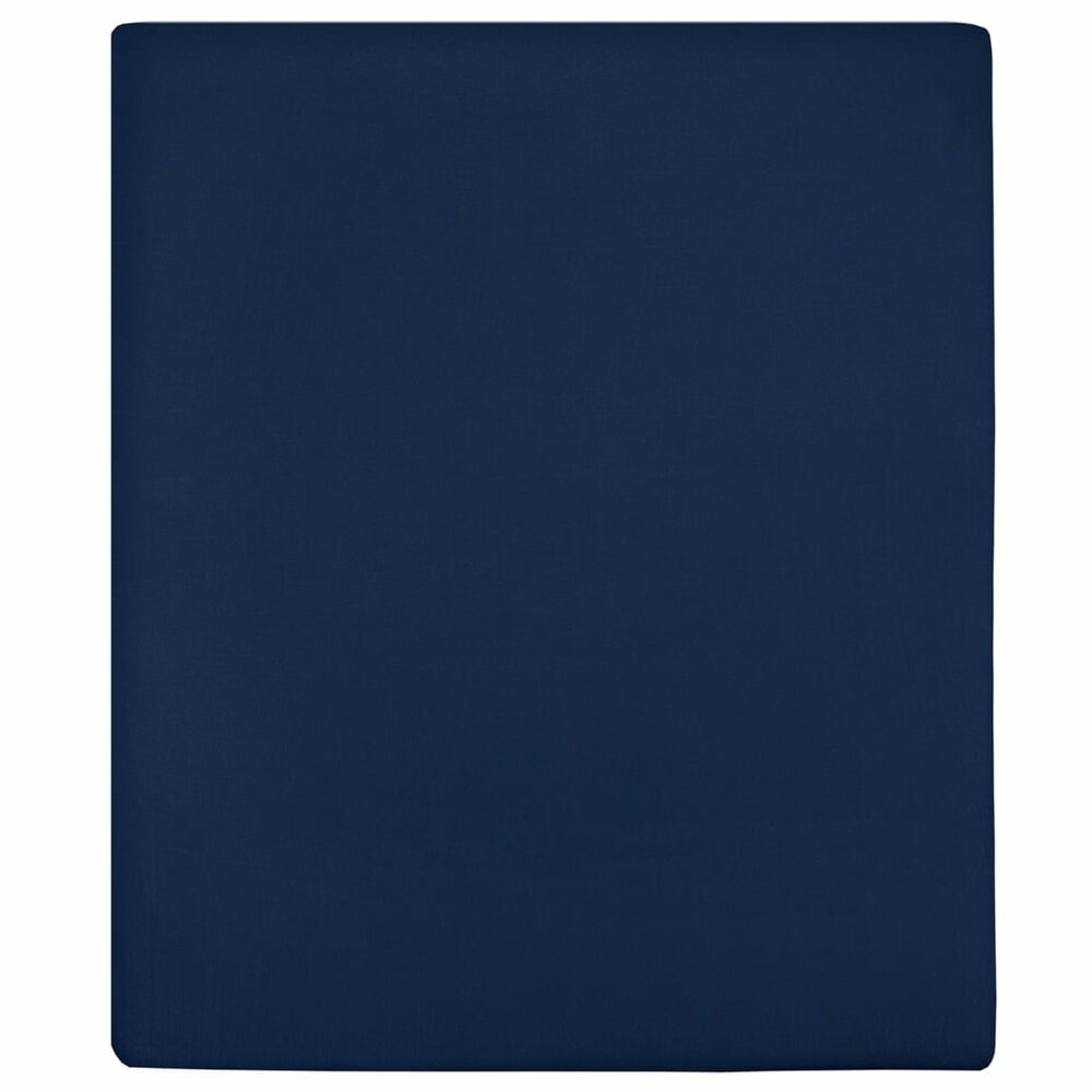 Hoeslakens 2 st jersey 180x200 cm katoen marineblauw