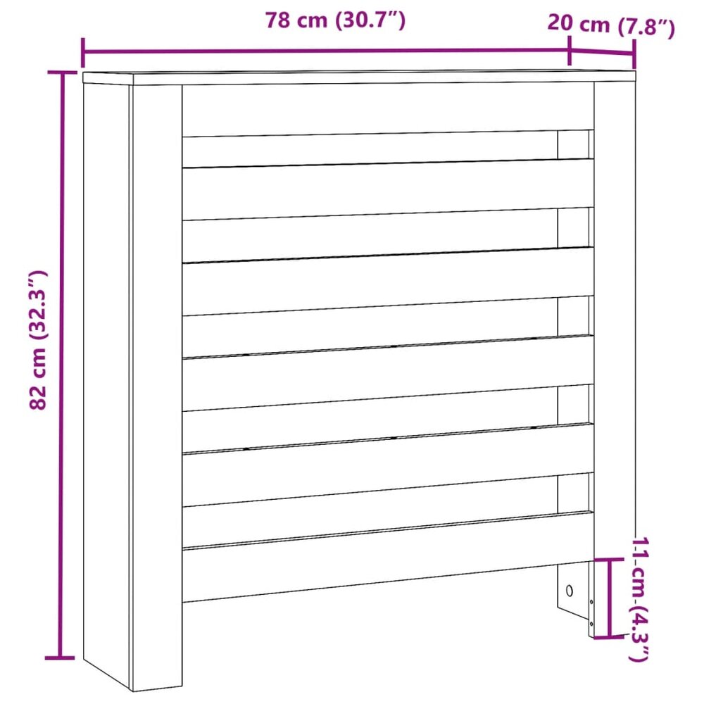 Radiatorombouw 78x20x82 cm bewerkt hout grijs sonoma eikenkleur