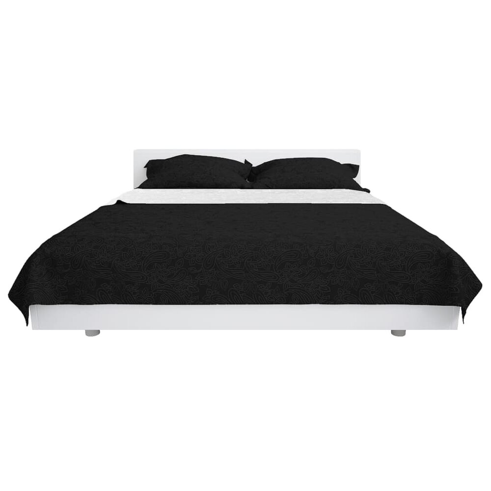 Bedsprei dubbelzijdig 170x210 cm quilt zwart en wit
