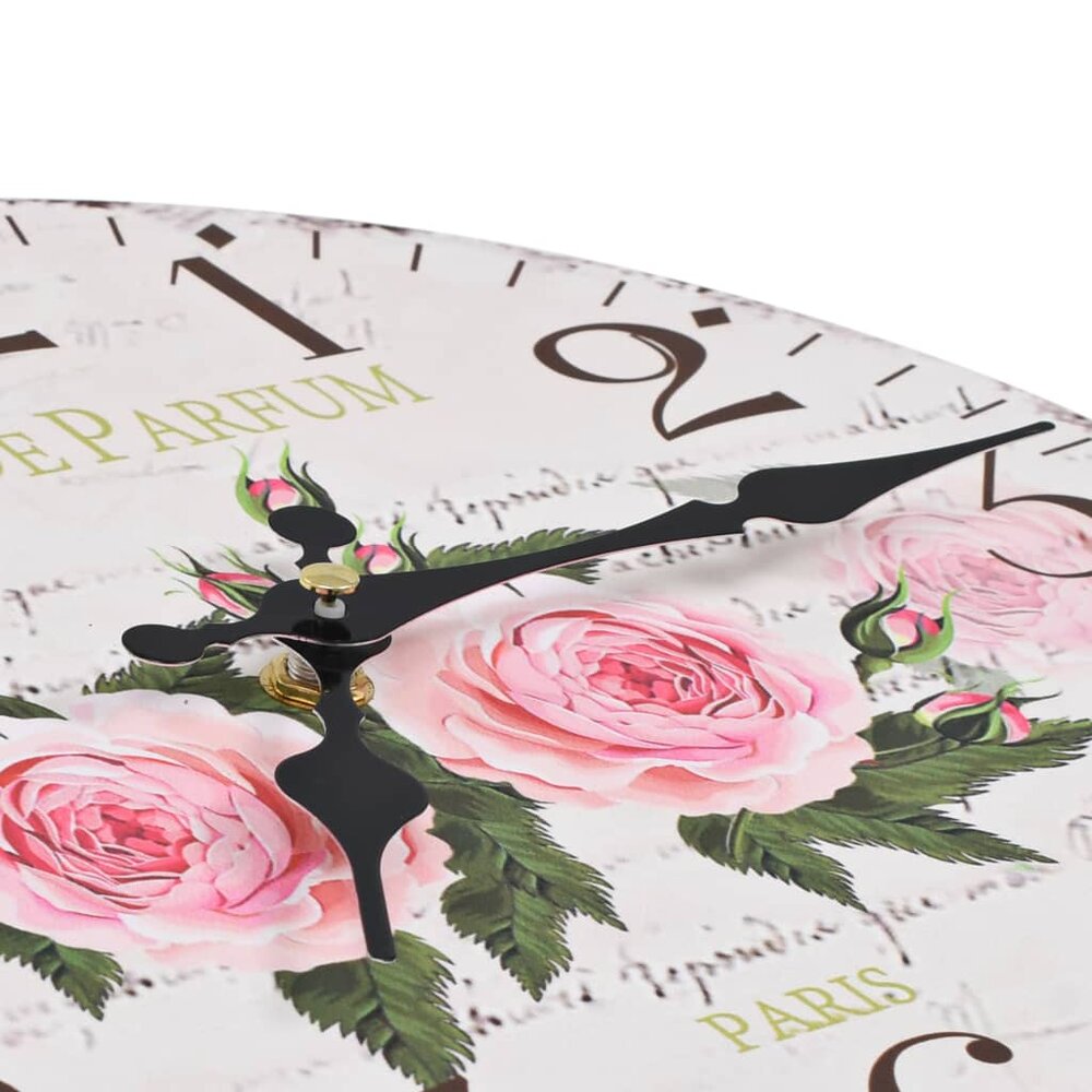 Wandklok vintage stijl 30 cm bloemen