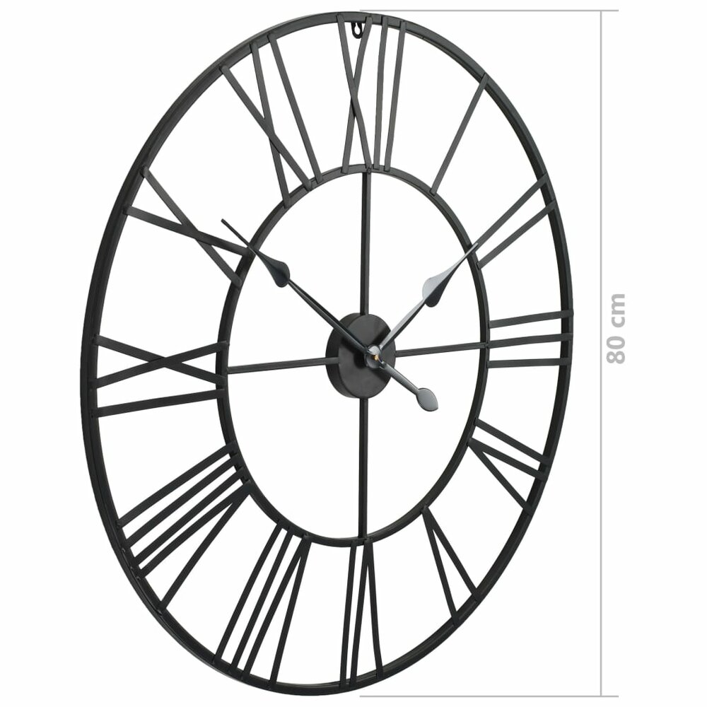 Wandklok vintage-stijl met quartz-mechanisme XXL 80 cm metaal