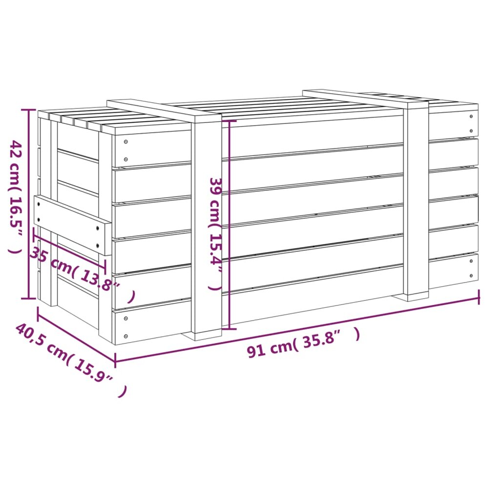 Opbergbox 91x40,5x42 cm massief grenenhout honingbruin