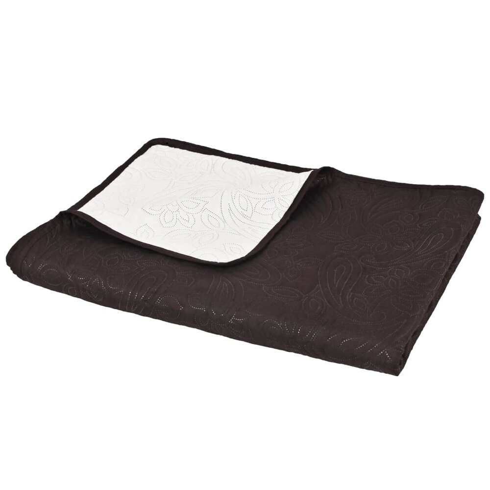 Bedsprei dubbelzijdig 220x240 cm quilt cr&egrave;me en bruin