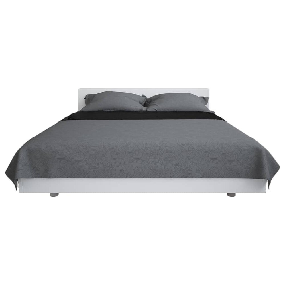 Bedsprei dubbelzijdig 170x210 cm quilt grijs en zwart