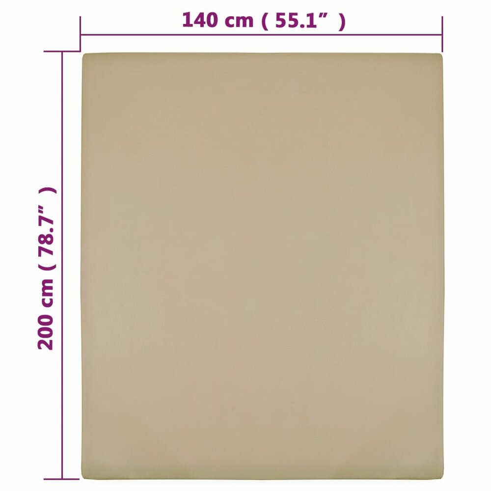 Hoeslaken jersey 140x200 cm katoen taupe