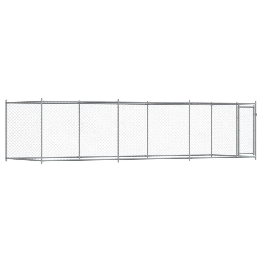 Hondenhok met deur 6x2x1,5 m gegalvaniseerd staal grijs