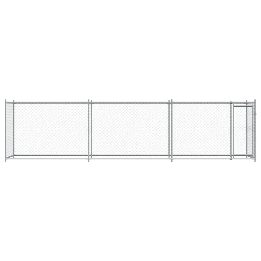 Hondenhok met deur 6x2x1,5 m gegalvaniseerd staal grijs