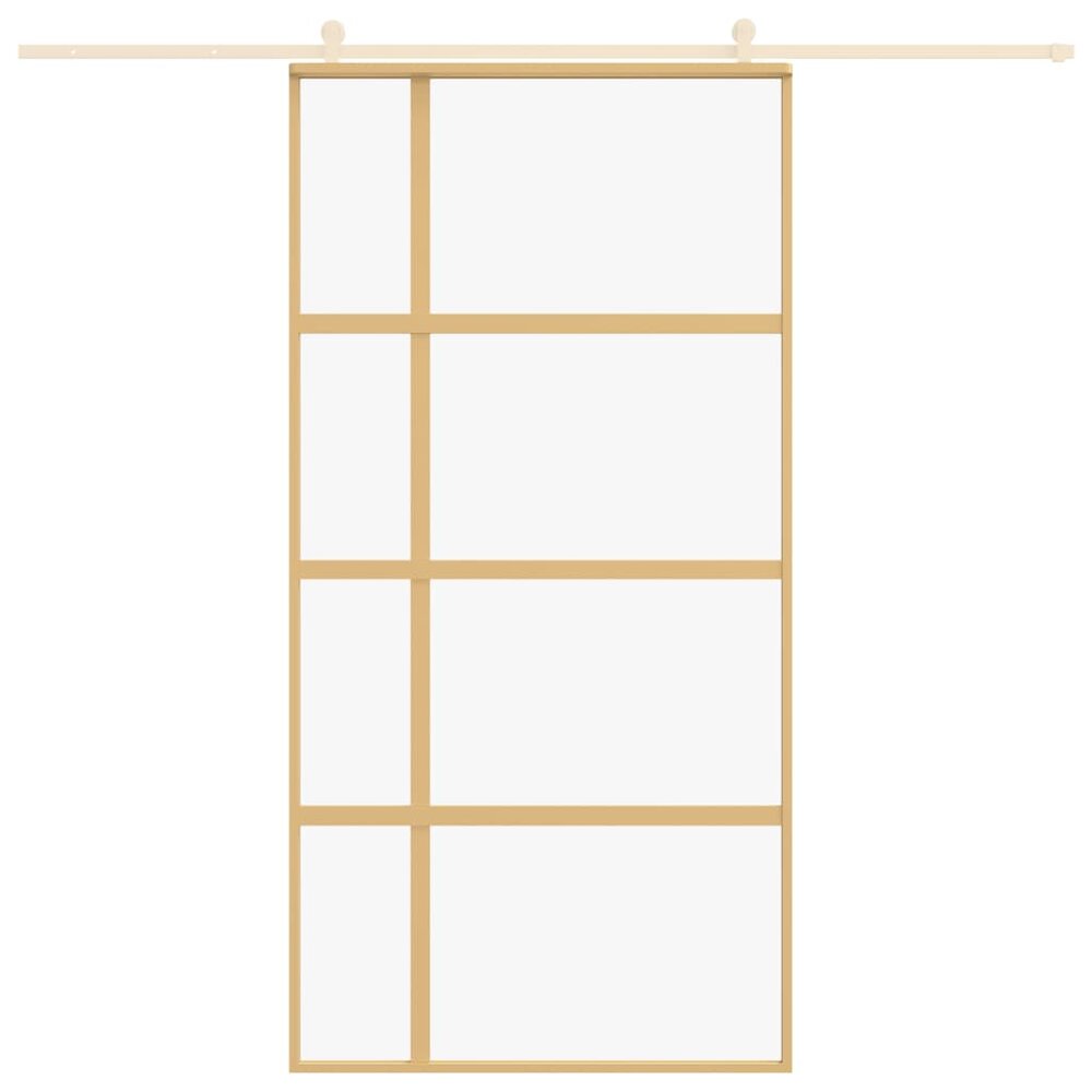 Schuifdeur 102,5x205 cm helder ESG-glas en aluminium goudkleur