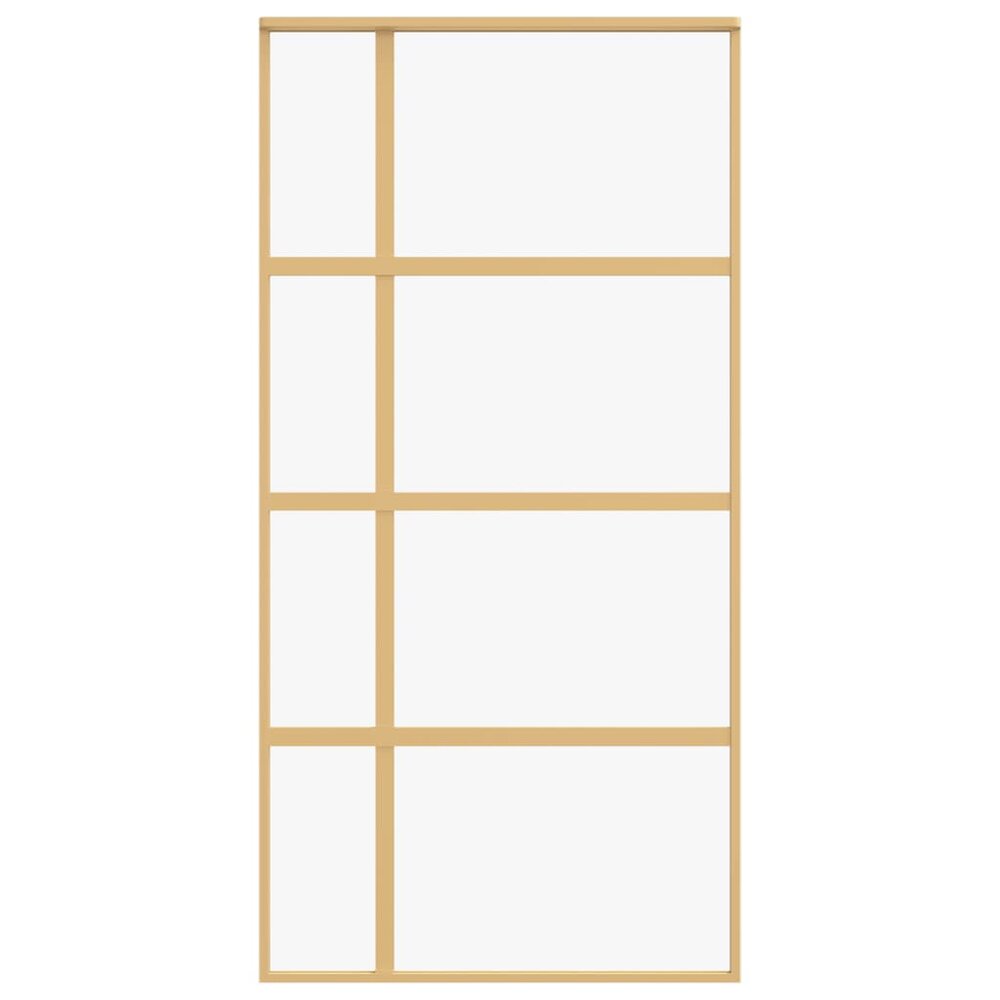 Schuifdeur 102,5x205 cm helder ESG-glas en aluminium goudkleur