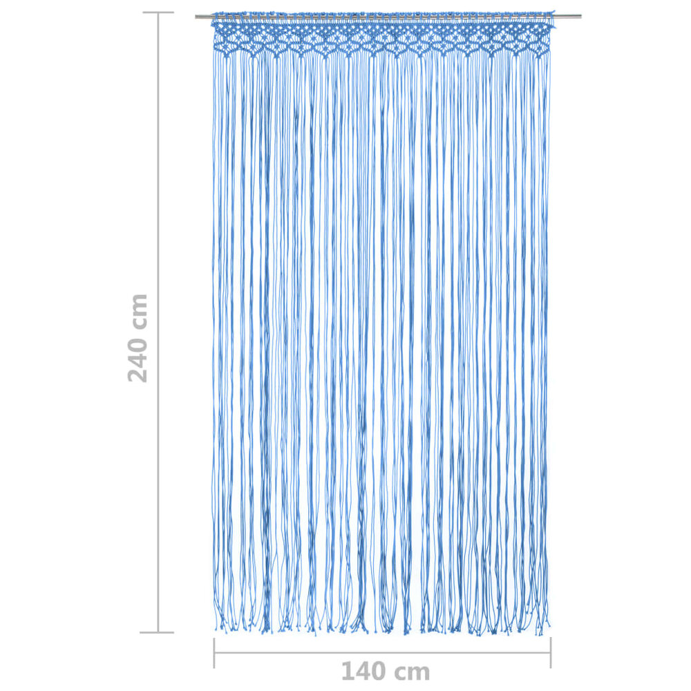 Gordijn macram&eacute; 140x240 cm katoen blauw