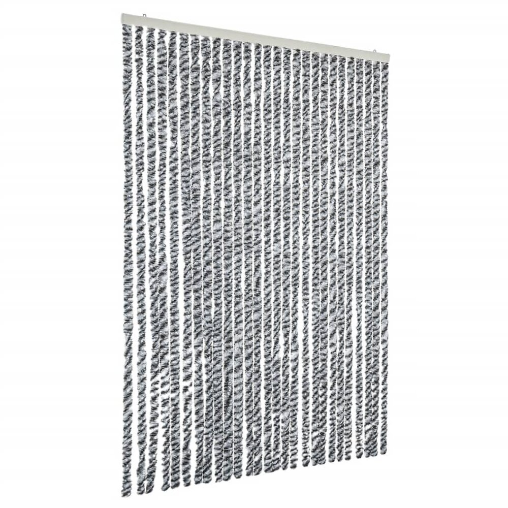 Vliegengordijn 118x220 cm chenille grijs en zwart-wit