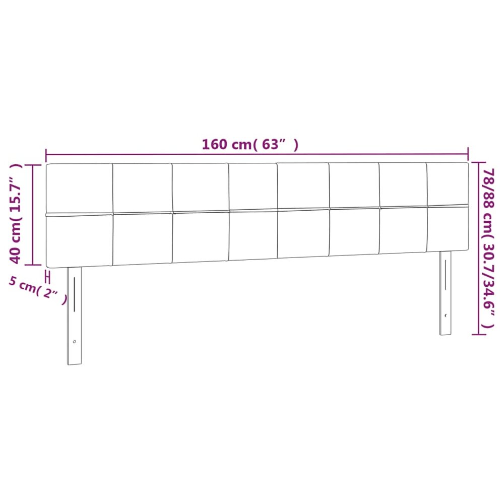 Hoofdborden 2 st 80x5x78/88 cm fluweel donkergrijs