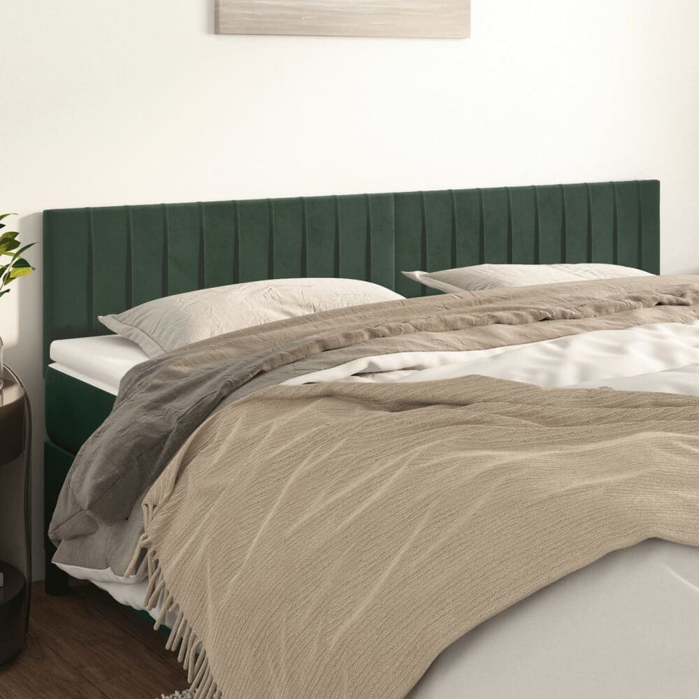 Hoofdborden 2 st 90x5x78/88 cm fluweel donkergroen