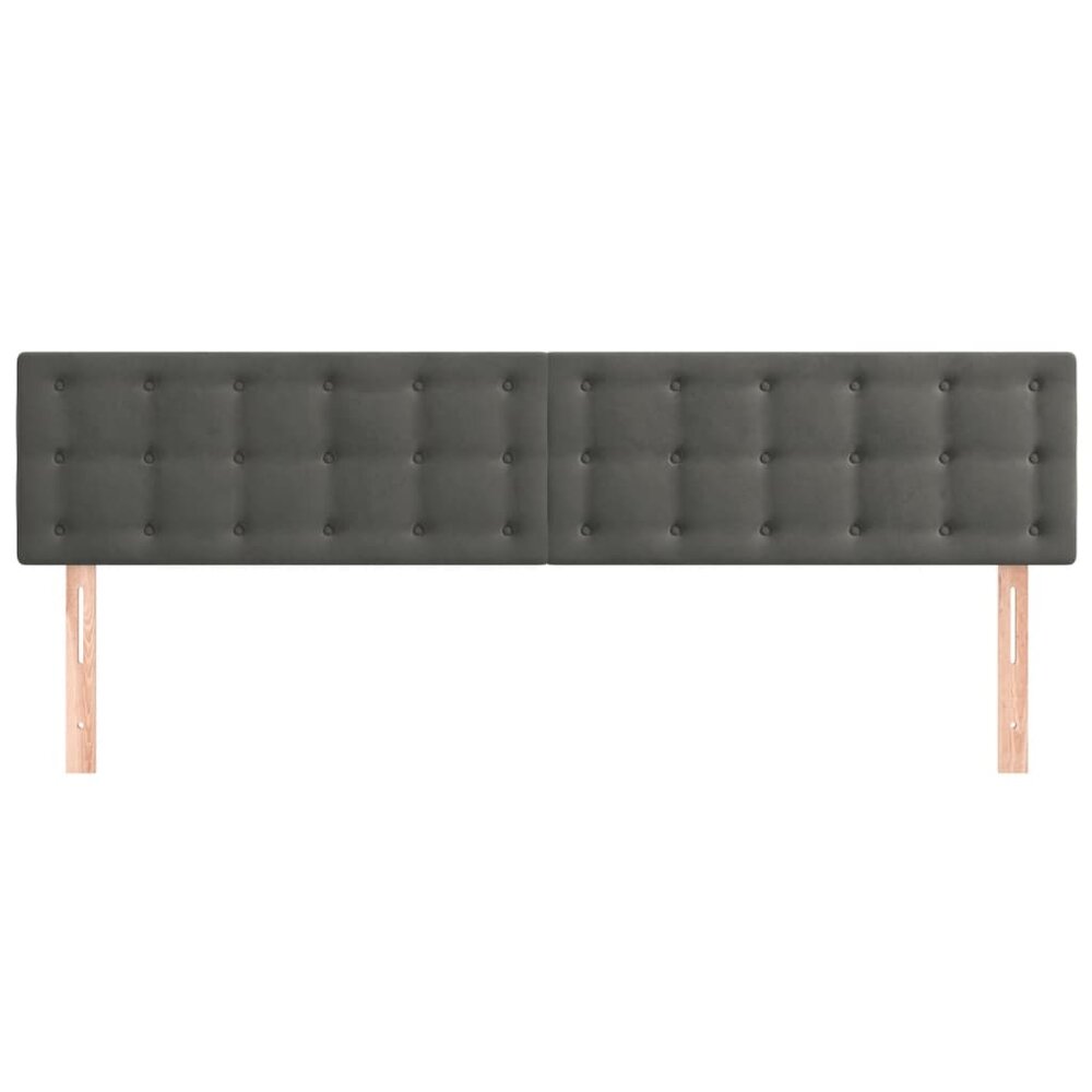 Hoofdborden 2 st 80x5x78/88 cm fluweel donkergrijs