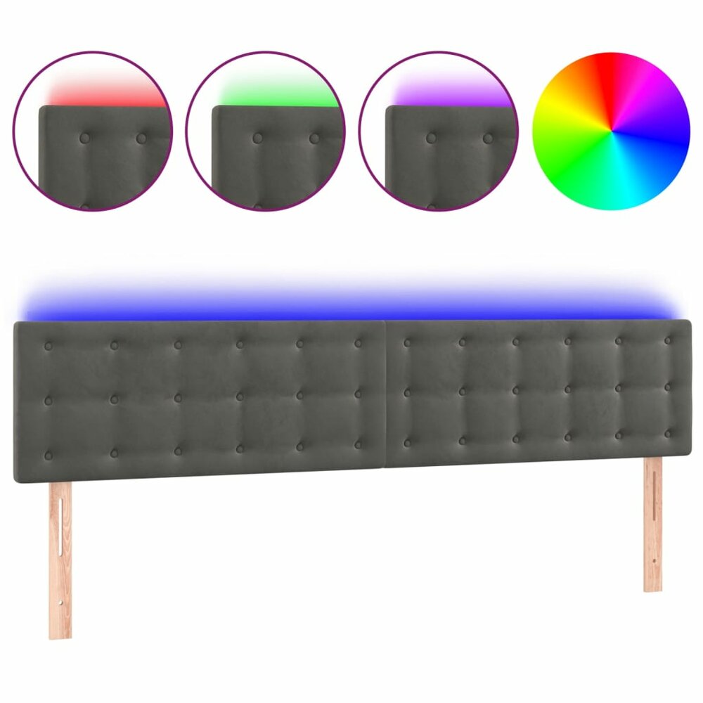 Hoofdbord LED 160x5x78/88 cm fluweel donkergrijs