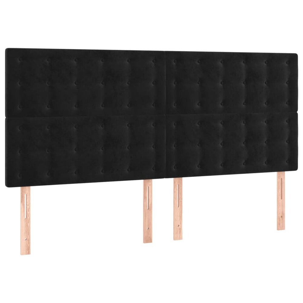 Hoofdbord LED 160x5x118/128 cm fluweel zwart