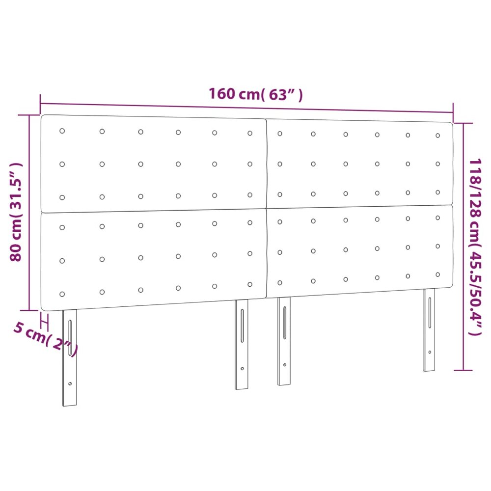 Hoofdbord LED 160x5x118/128 cm fluweel zwart
