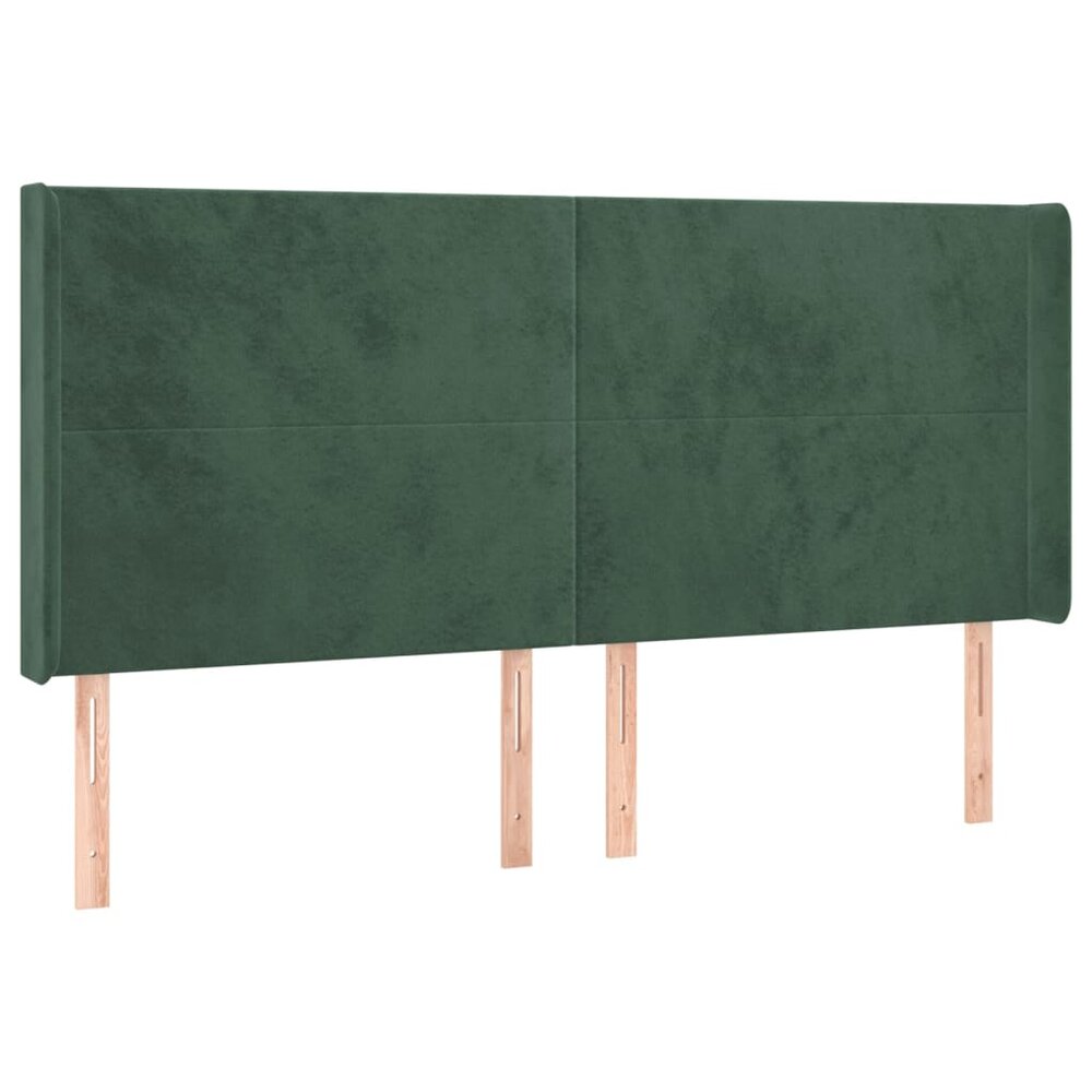Hoofdbord LED 163x16x118/128 cm fluweel donkergroen