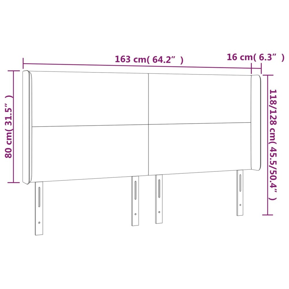 Hoofdbord LED 163x16x118/128 cm fluweel donkergroen