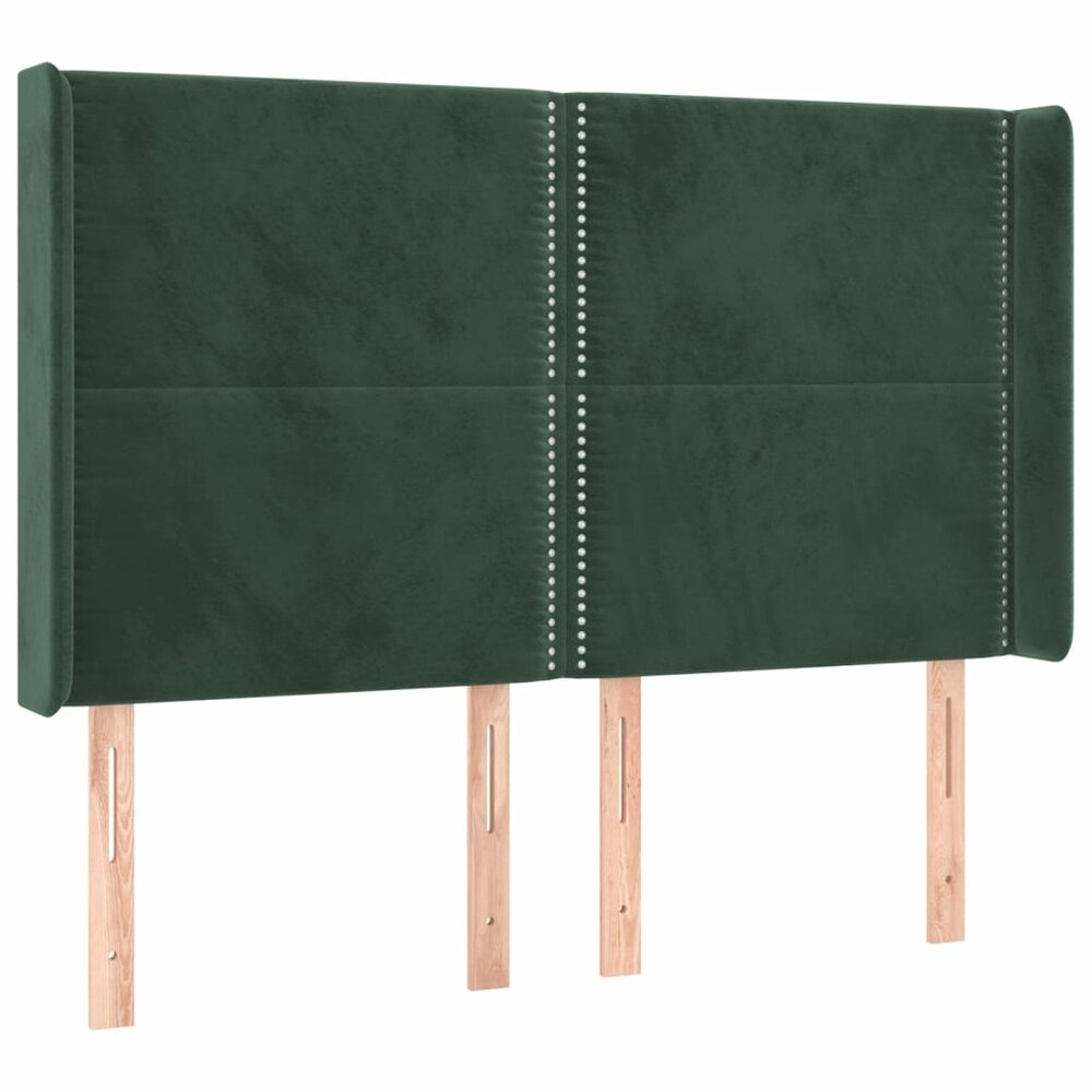 Hoofdbord LED 147x16x118/128 cm fluweel donkergroen