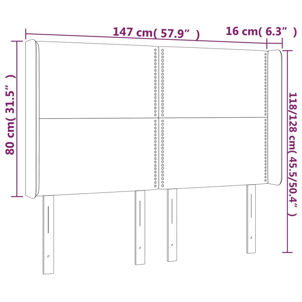 Hoofdbord LED 147x16x118/128 cm fluweel donkergroen