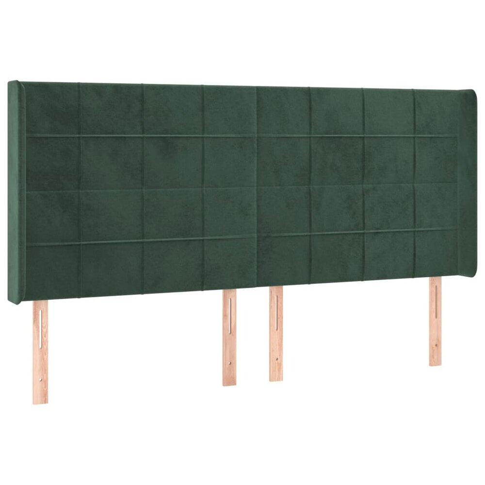 Hoofdbord LED 183x16x118/128 cm fluweel donkergroen