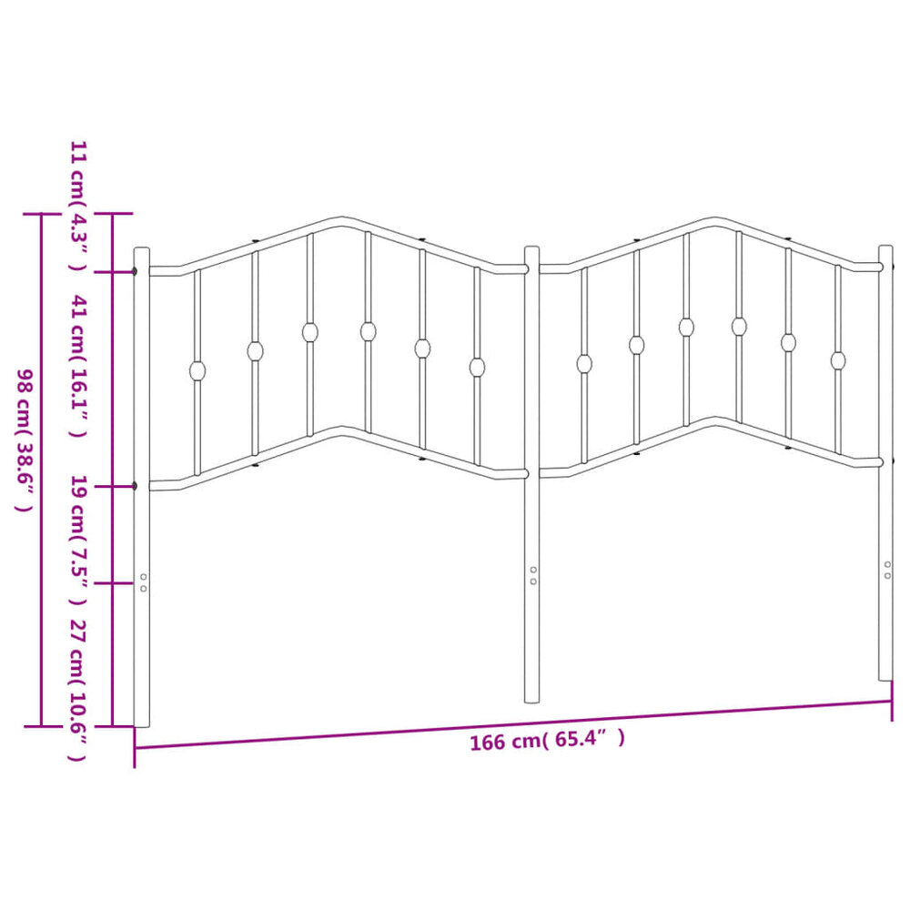 Hoofdbord 160 cm metaal zwart