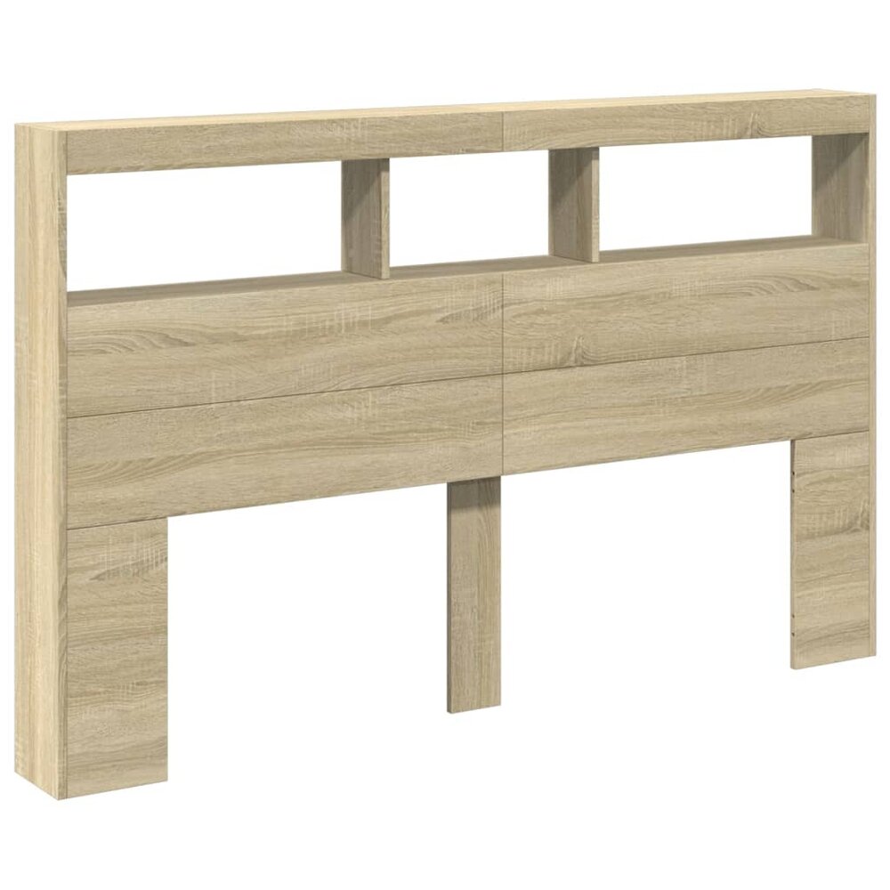 Hoofdbordkast met LED-verlichting 160x17x102 cm sonoma eiken