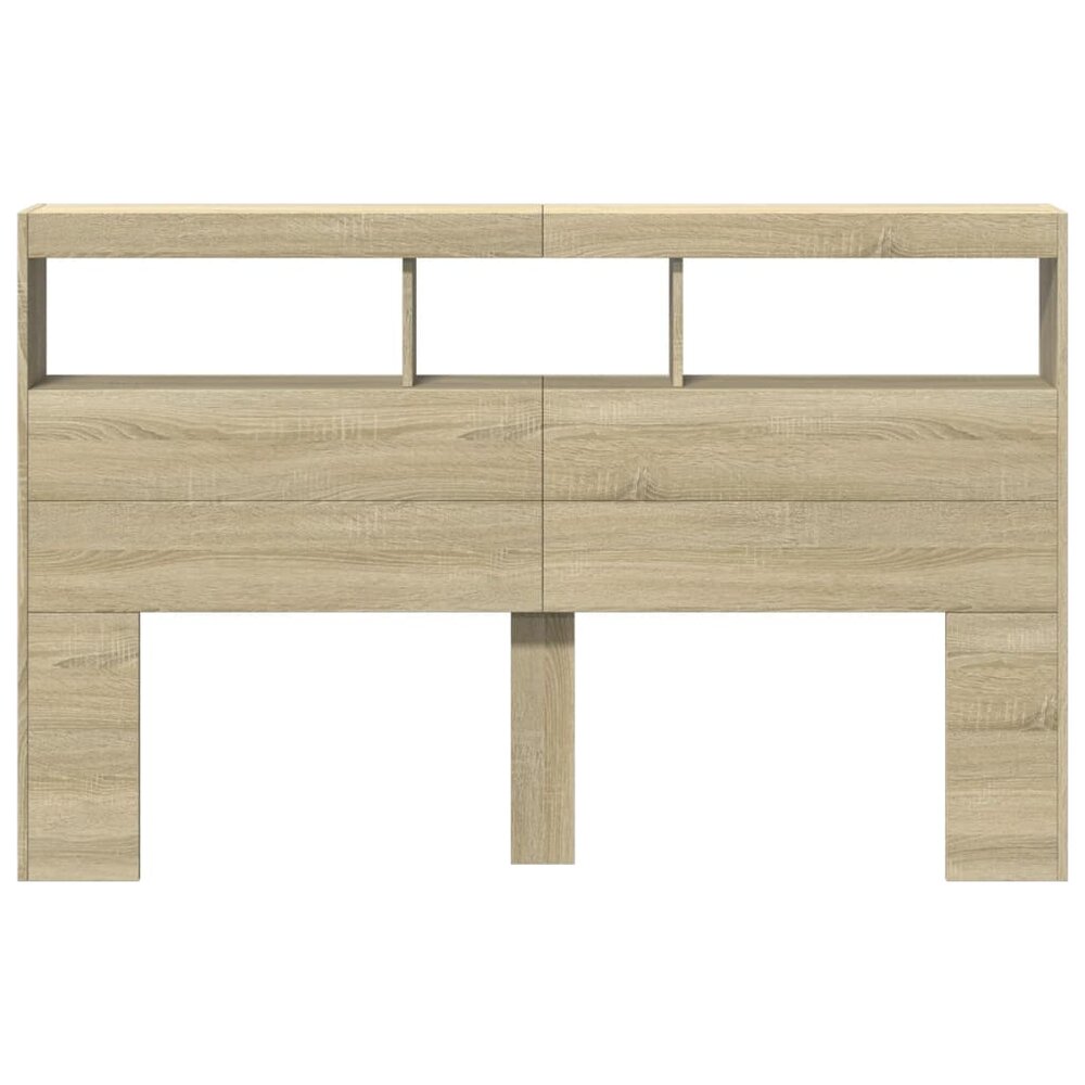 Hoofdbordkast met LED-verlichting 160x17x102 cm sonoma eiken