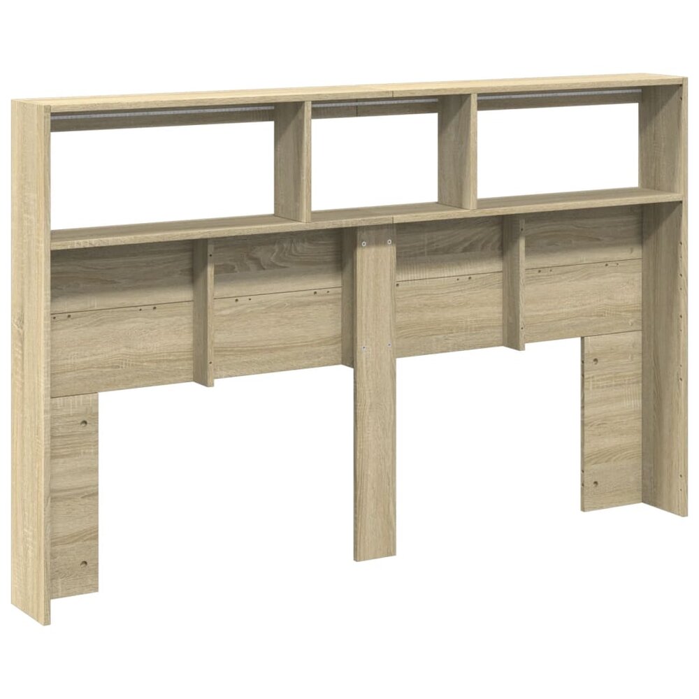 Hoofdbordkast met LED-verlichting 160x17x102 cm sonoma eiken