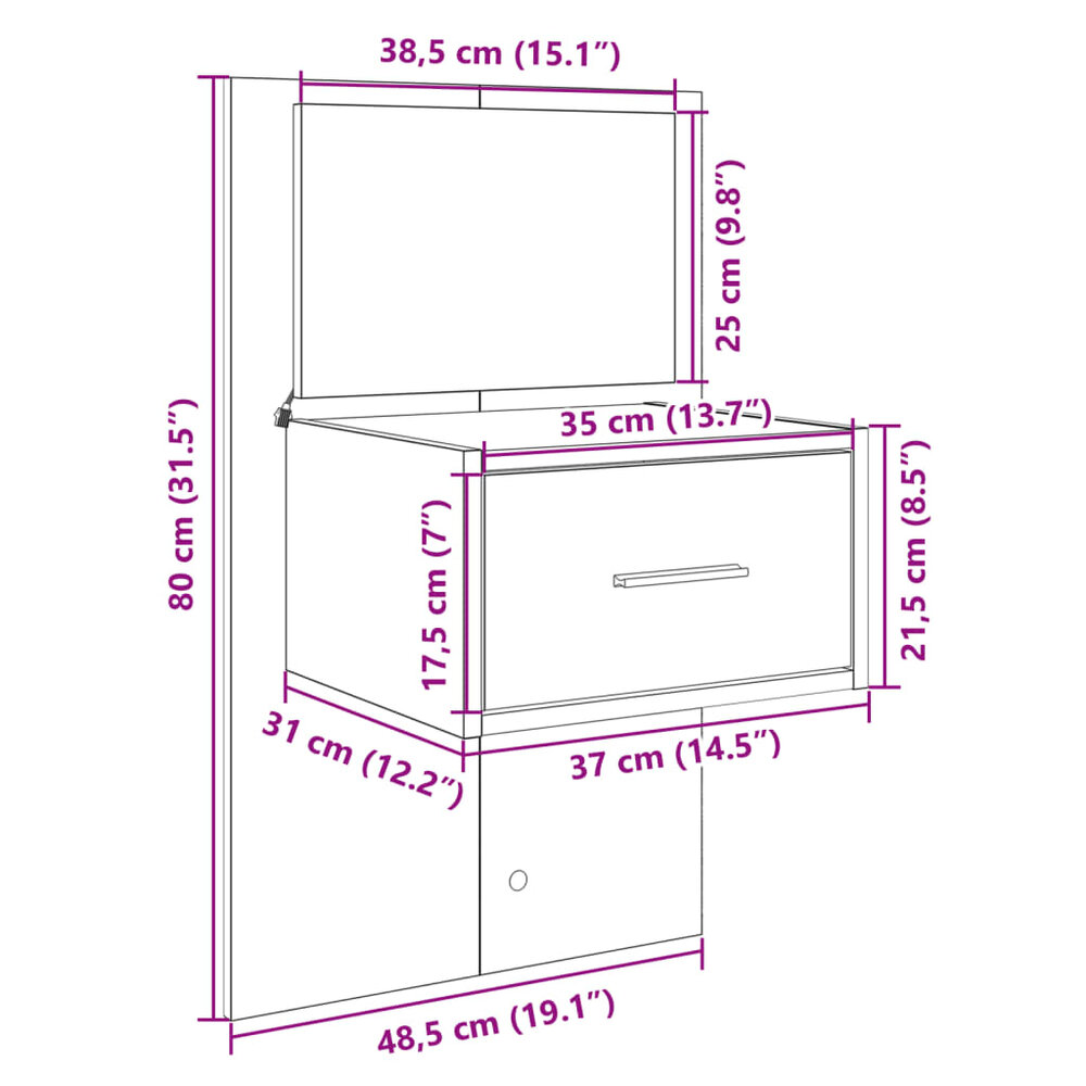 Hoofdbord met kastjes 120 cm bewerkt hout wit