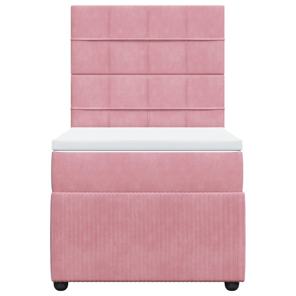 Boxspring met matras fluweel roze 90x190 cm
