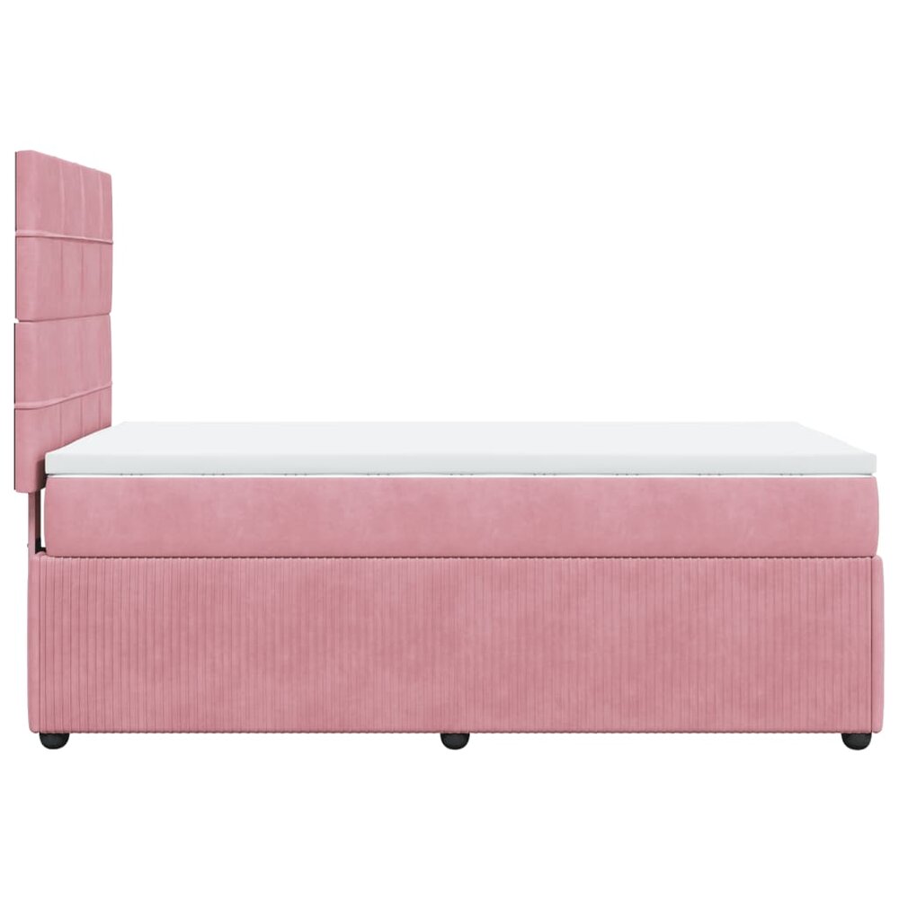 Boxspring met matras fluweel roze 90x190 cm