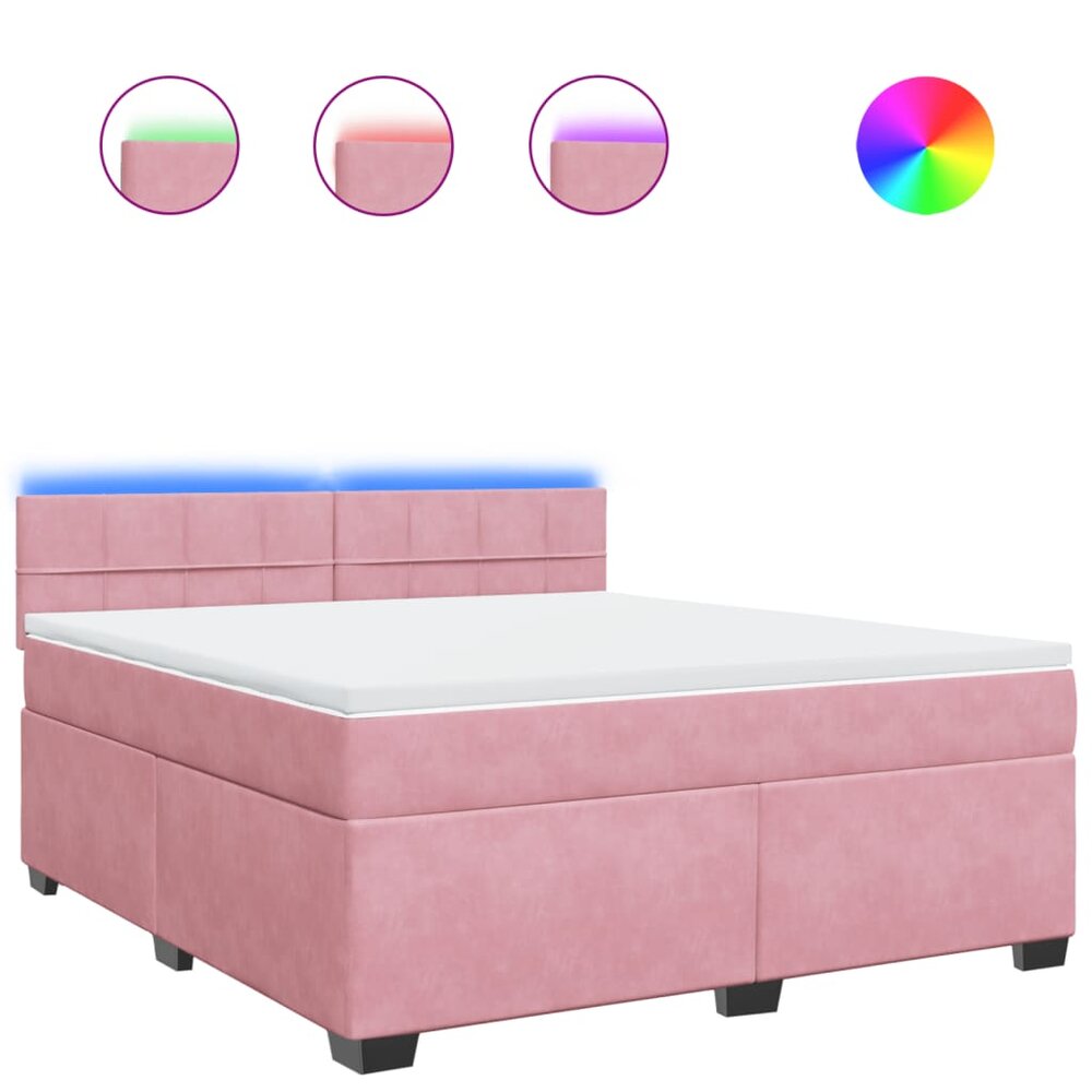 Boxspring met matras fluweel roze 180x200 cm