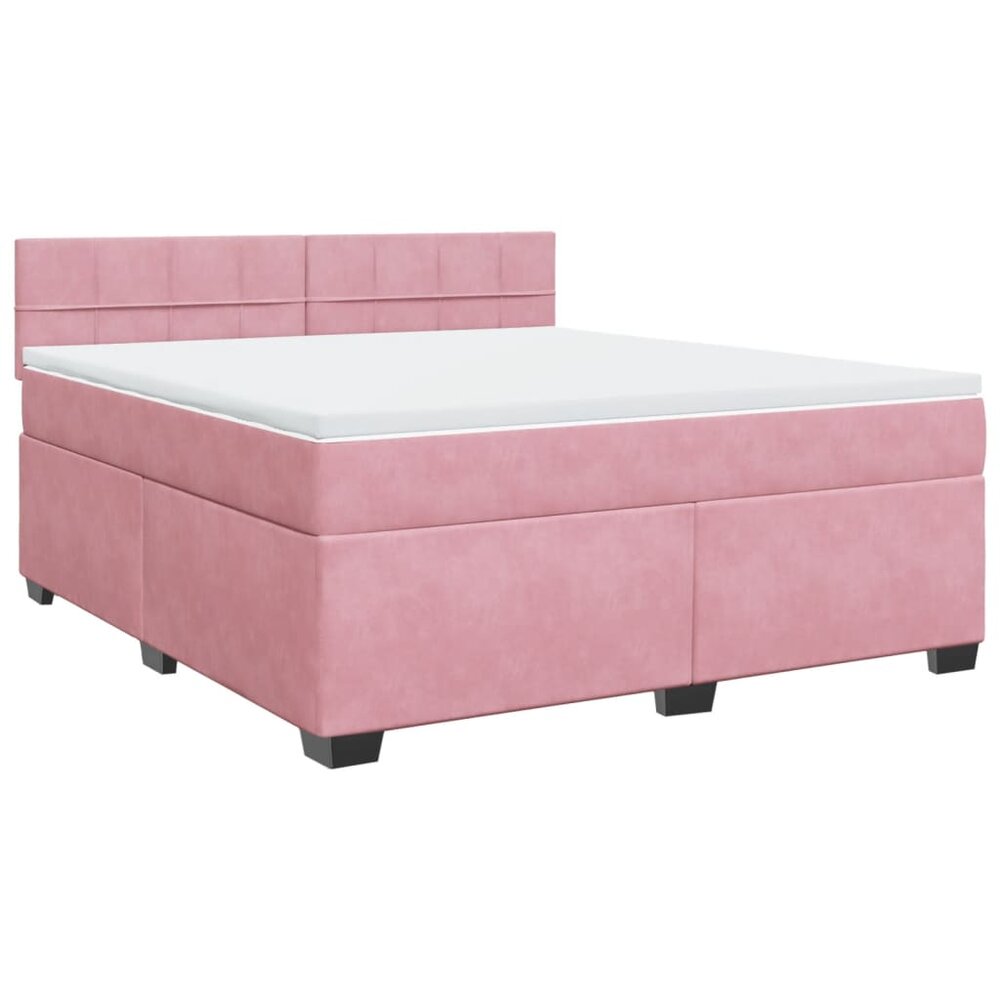 Boxspring met matras fluweel roze 180x200 cm