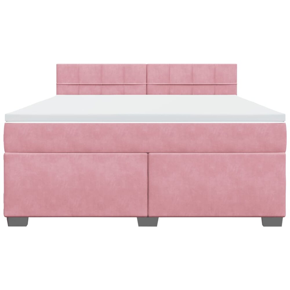Boxspring met matras fluweel roze 180x200 cm