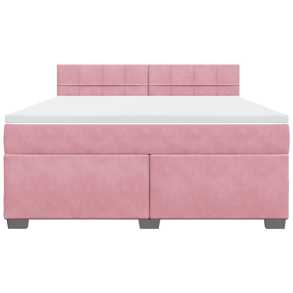 Boxspring met matras fluweel roze 180x200 cm