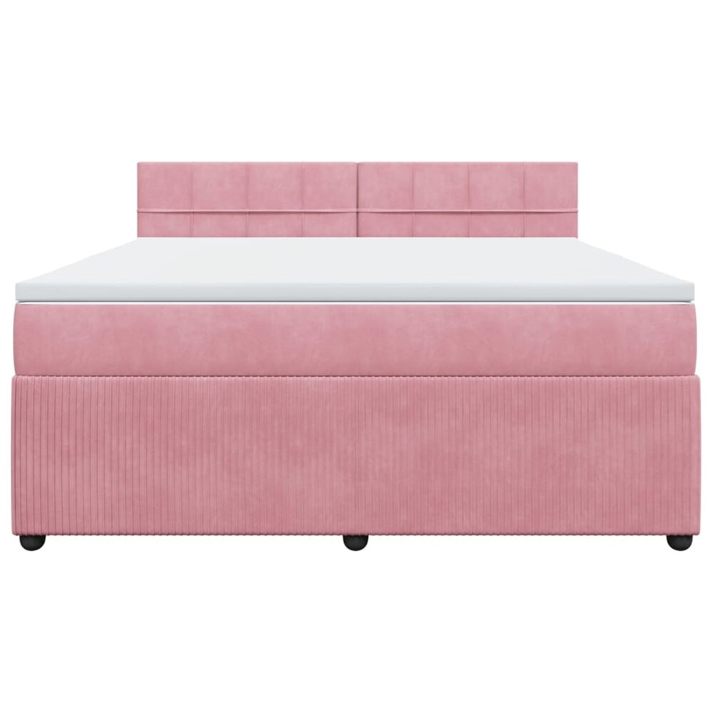 Boxspring met matras fluweel roze 180x200 cm