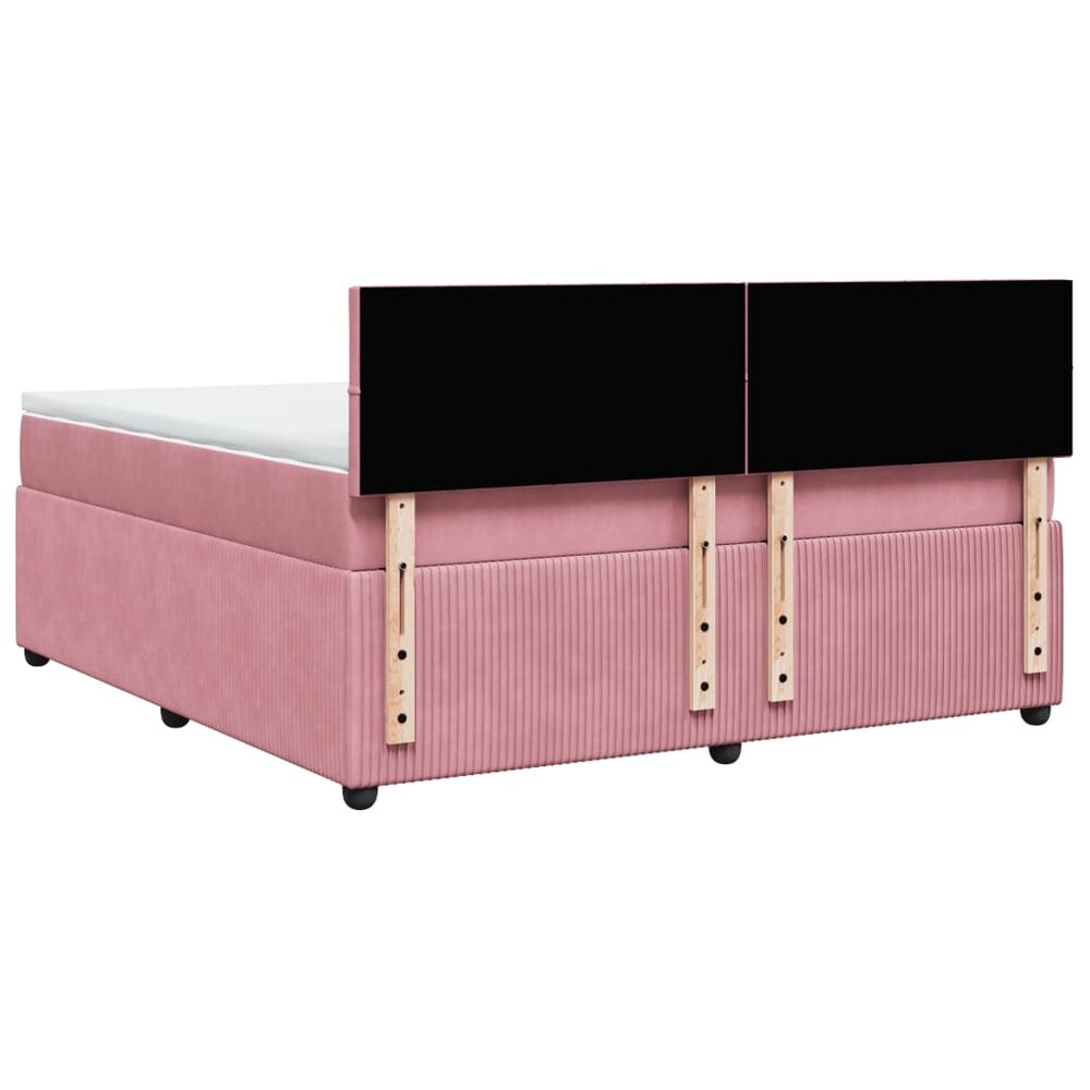 Boxspring met matras fluweel roze 180x200 cm