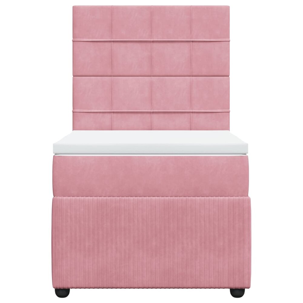 Boxspring met matras fluweel roze 90x190 cm
