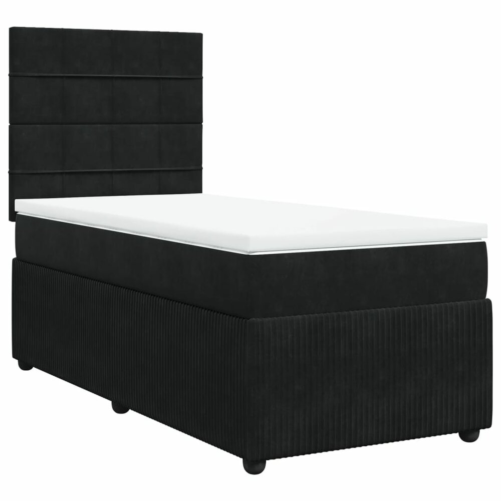 Boxspring met matras fluweel zwart 90x200 cm
