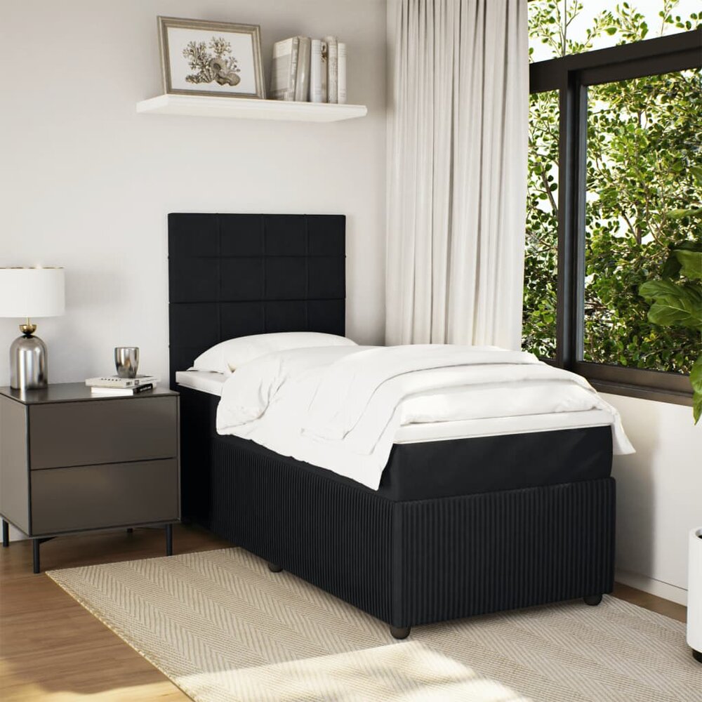 Boxspring met matras fluweel zwart 90x200 cm