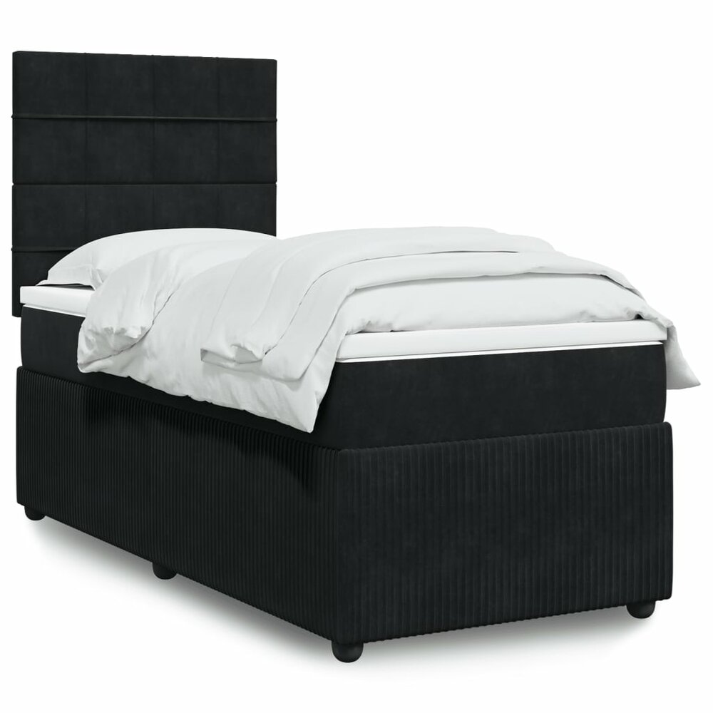 Boxspring met matras fluweel zwart 90x200 cm