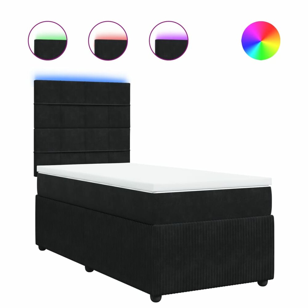 Boxspring met matras fluweel zwart 90x200 cm