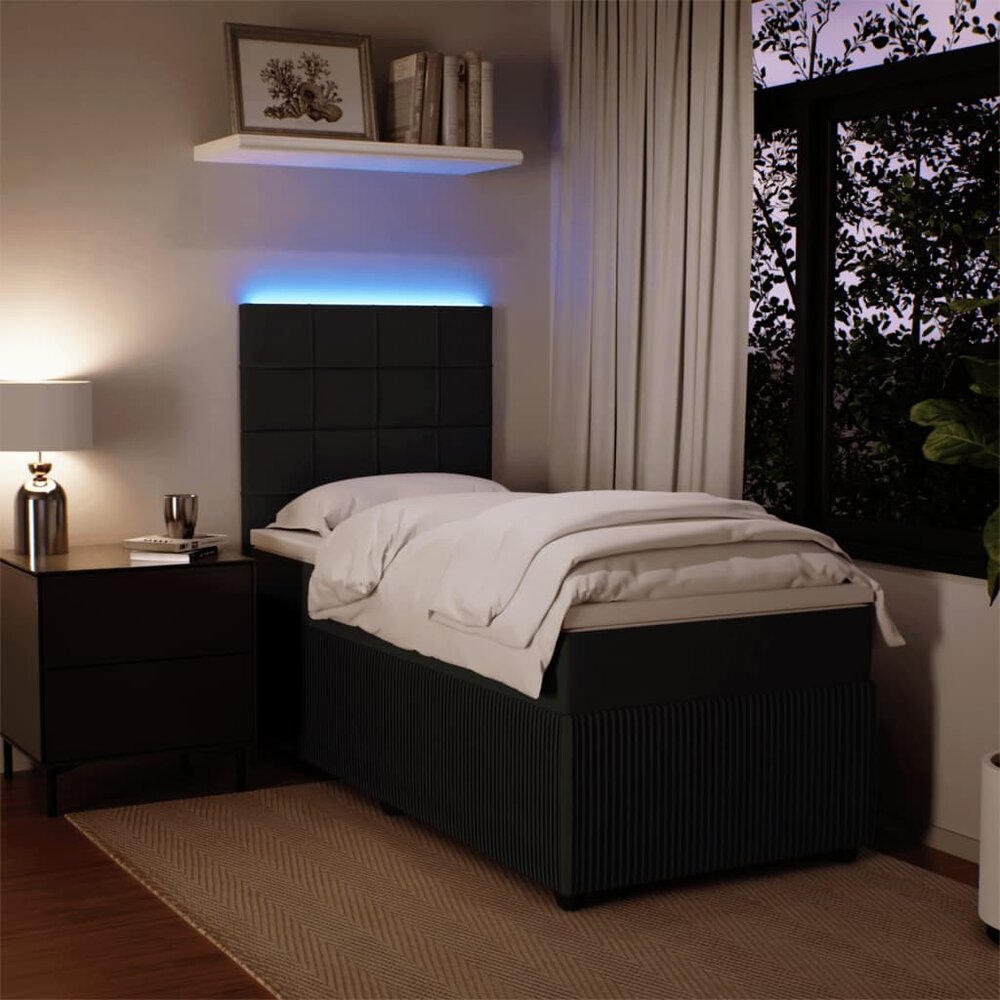 Boxspring met matras fluweel zwart 90x200 cm