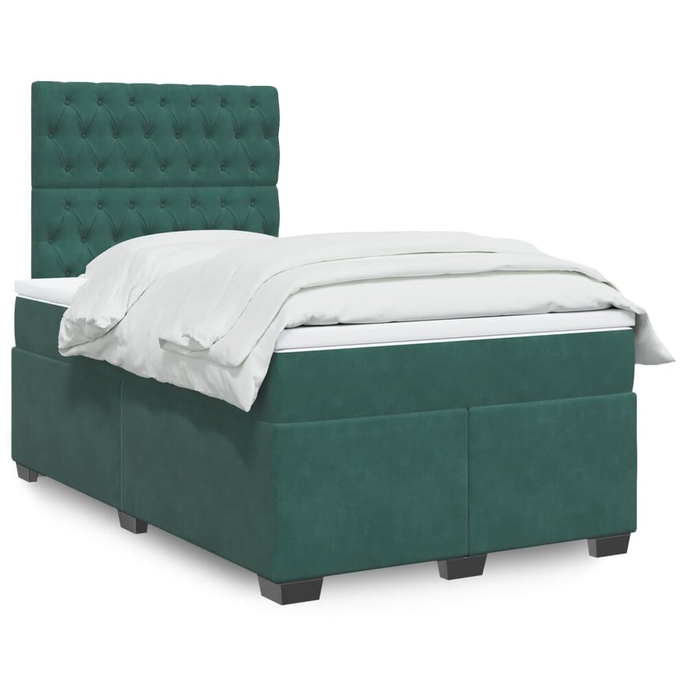 Boxspring met matras fluweel donkergroen 120x200 cm