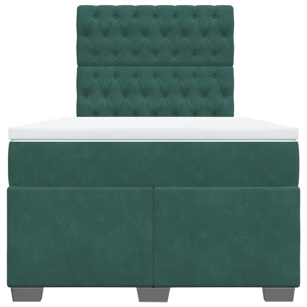 Boxspring met matras fluweel donkergroen 120x200 cm