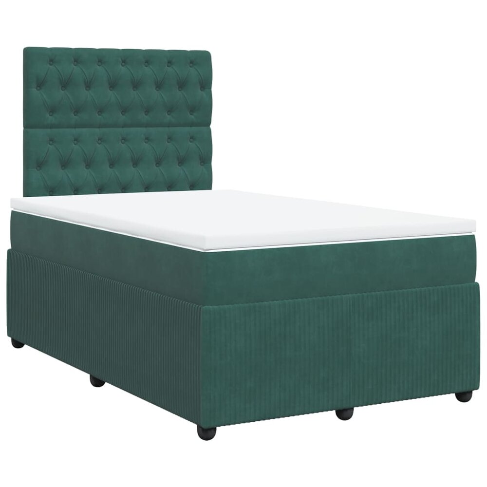 Boxspring met matras fluweel donkergroen 120x200 cm