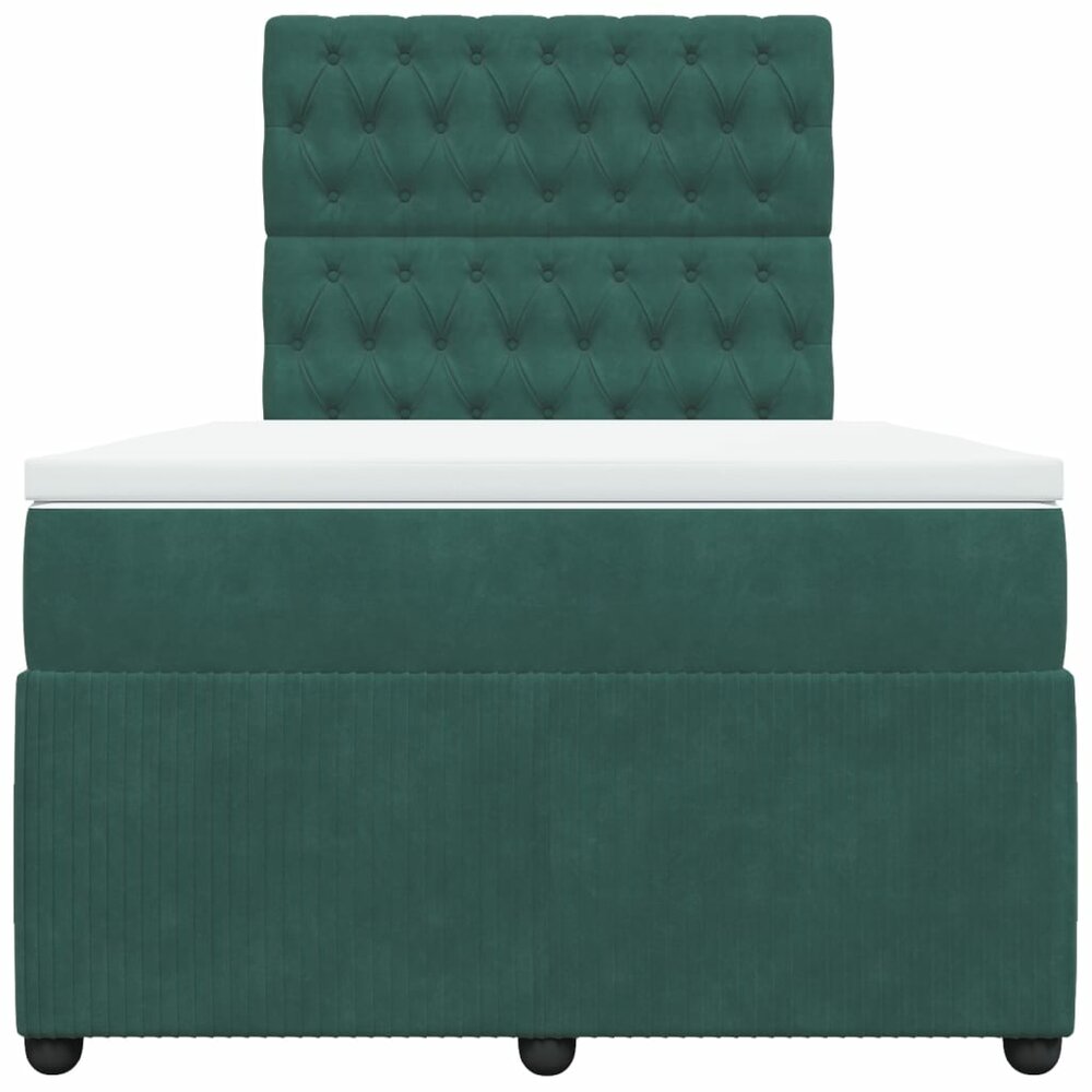 Boxspring met matras fluweel donkergroen 120x200 cm