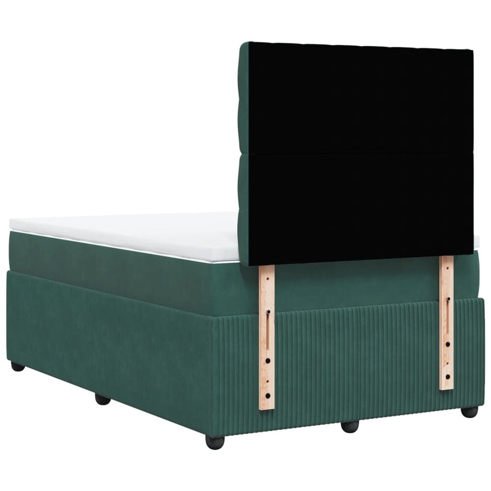 Boxspring met matras fluweel donkergroen 120x200 cm